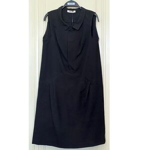Max & Moi Sleeveless Collared Half Placket Shift Dress Black Sz 2 US/36 FR *NWT*
